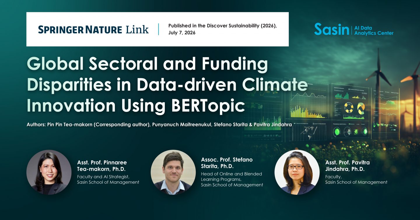 Sasin AI Data Analytics Center Research Published in Discover Sustainability